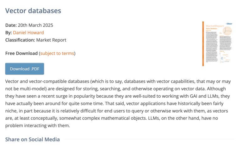 Bloor Research Vector Database Report Allegrograph